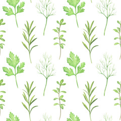 Green Herbs Seamless Pattern