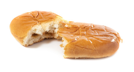 isolated image of a broken bun on a white background