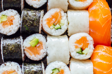 Sushi maki and nigiri on the plate © BGStock72