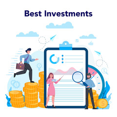 Finance typographic header concept. Business character making