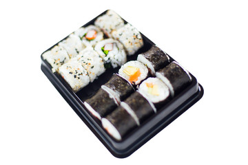Sushi maki and rolls on the plate