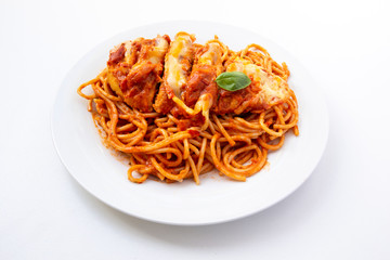 Chicken Parmesan Baked in Tomato Sauce with Mozzarella Chees