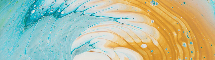 art photography of abstract marbleized effect background. Aqua, blue, gold and white creative...