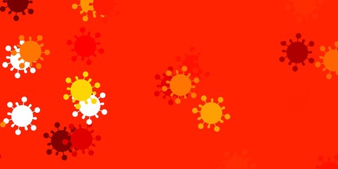 Obraz na płótnie Canvas Light orange vector pattern with coronavirus elements.