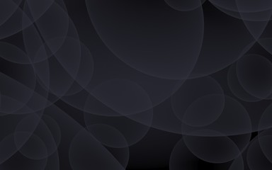 Abstract black background. Backdrop with dark transparent bubbles. 3D illustration