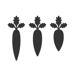 Carrot Vegetable Icon Set. Silhouette Illustration of Carrot Isolated on White Background. Fresh and Healthy Vegetable Carrot Symbol.