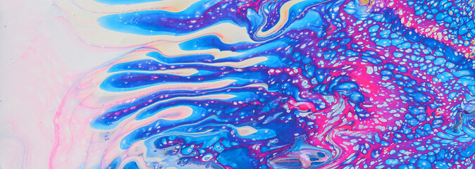 Obraz na płótnie Canvas art photography of abstract marbleized effect background. Violet, white, pink and blue creative colors. Beautiful paint