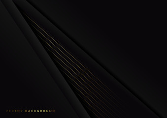 Abstract black background with striped lines golden with copy space for text. Luxury style.