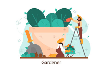 Woman watering flower in the pot. Idea of gardening and horticultural