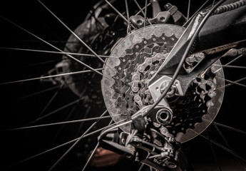Bicycle Back Wheel With Gears And Chain.