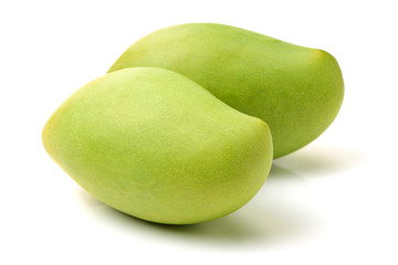 Green mango isolated on a white background