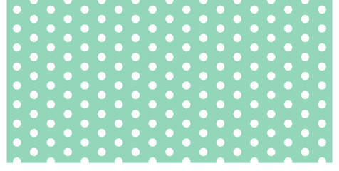 White polka dots seamless pattern on green pastel background color.