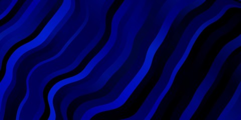 Dark BLUE vector backdrop with curves. Colorful illustration in circular style with lines. Pattern for commercials, ads.