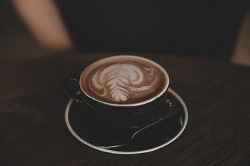 Coffee cup close up in the coffee shop