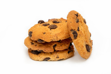 Brown delicious cookies lie on top of each other.