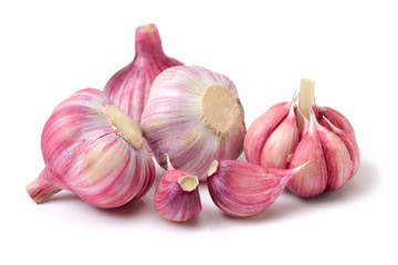 Fresh young garlic isolated on white background