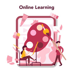 Art online education concept. Male and female artist standing in front