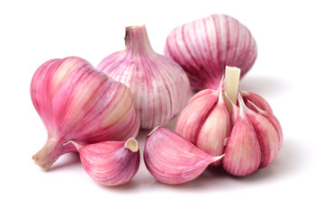 Fresh young garlic isolated on white background