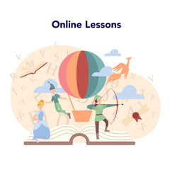 Literature school subject online lesson. Idea of education and