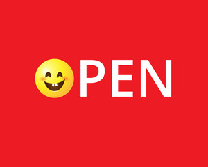 Open sign on a red background