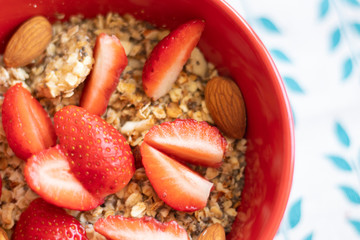 fresa, desayuno de avena con fresa
