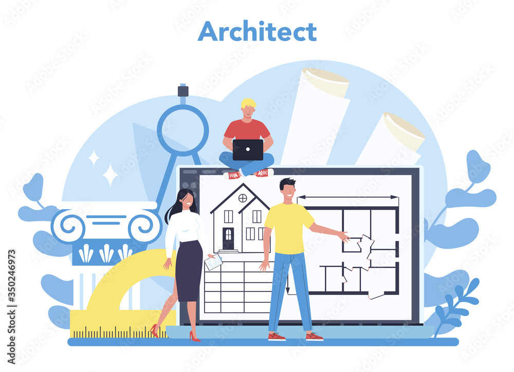 Wall mural architecture concept. idea of building project and construction work.