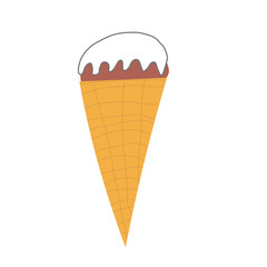 ice cream cone with cream in a hand-drawn style. Vector isolated illustration.