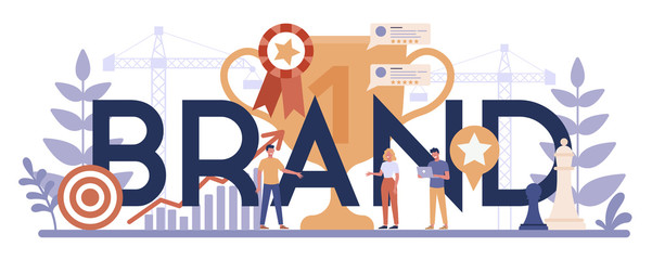 Brand typographic header concept. Marketing specialist create unique