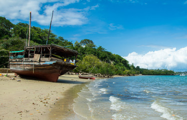 Boat on the shore in Kenya beach