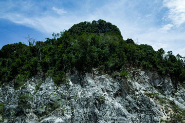 Rock Mountain green hill range a clouds panoramic landscape