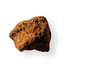 Beautiful color of nature Iron Ore rock  with clipping path and dropped shadow isolated white background