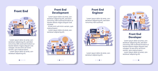 Frontend development mobile application banner set. Website