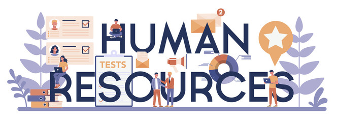 Human resources typographic header concept. Idea of recruitment