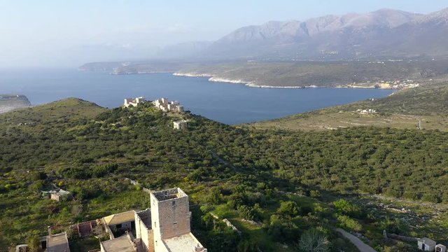 Mani Stone Towers at Mezapos Laconia at Mani Peninsula in Greece.
