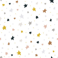 Star vector background pattern. Stylized paper cut out doodle texture