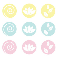 Yoga icons natural ecology vector illustration template