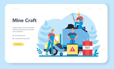 Coal or minerals mining web banner or landing page