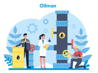 Oilman and petroleum industry concept. Pump jack extracting crude