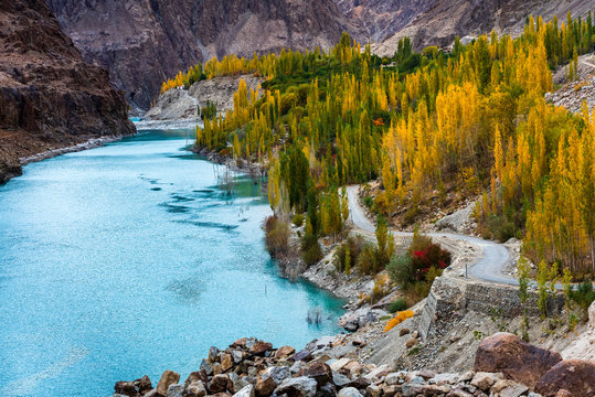 Indus river Alchi village in the Leh district of Ladakh, India