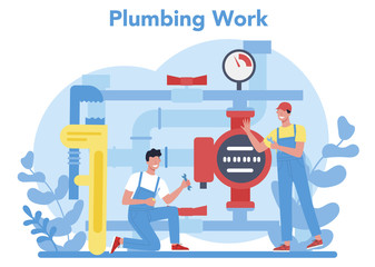 Plumbing service concept. Professional repair and cleaning