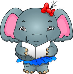 cute elephant reading a letter