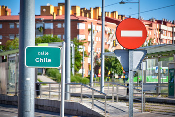 traffic signal with indication of prohibition, stop or caution