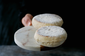 Traditional Portuguese flat circular bread Bolo Do Caco