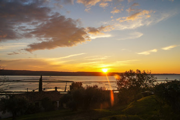Sunset in Slovenia with the yellow sun