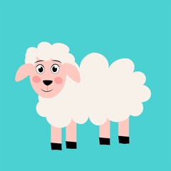 Cute cartoon sheep vector illustration. farm animal