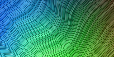 Light Blue, Green vector template with wry lines. Colorful illustration with curved lines. Pattern for business booklets, leaflets