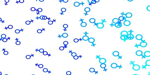 Light BLUE vector background with woman symbols.