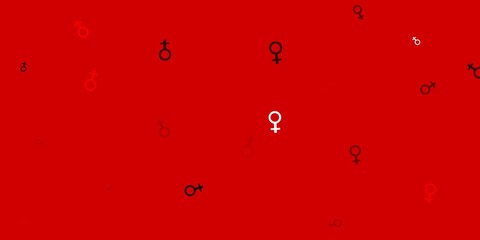 Light Red, Yellow vector backdrop with woman's power symbols.