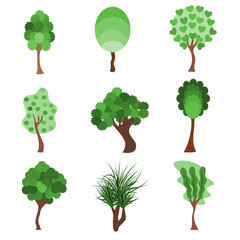 Flat style vector of fantasy tree set. Illustration cartoon for imagination garden.