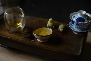 teapot and cup of tea on the table